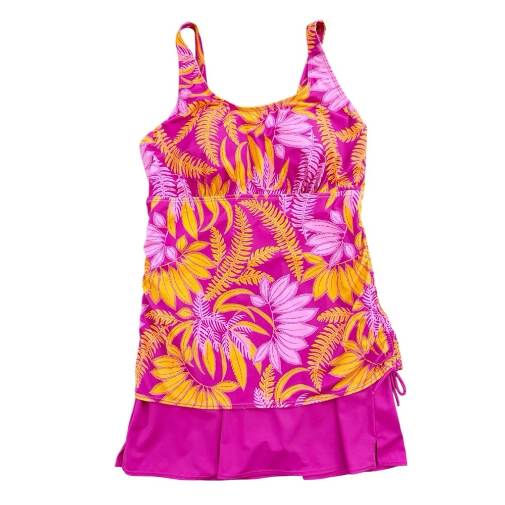 Denim & Co. Beach Ruched Side Swim Dress 10 - Picture 2 of 13